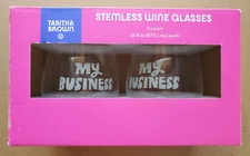 2 Tabitha Brown for Target Stemless Wine Glasses Etched with "My Business" 16oz