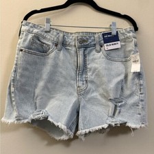 NWT Old Navy OG Straight High Rise Distressed Denim Shorts in Light Blue - 12