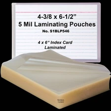 5 Mil Laminating Pouches S1BLP546, 4-3/8 x 6-1/2", Box of 100