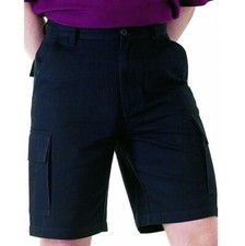 Mens Black Cargo Shorts Thick Cotton Twill Combat Shorts Multi Pocket Workwear