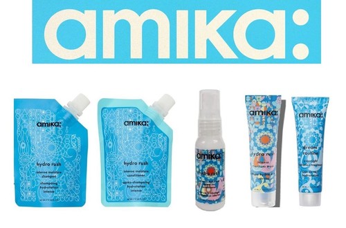 Amika Hydro Rush Intense Moisture 5 - Piece Travel Size Set with Travel Bag!