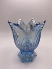 FENTON Art Glass Blue Opalescent Iridescent  2 Way Candleholder 4 1/4”H