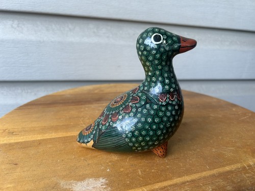 Vintage J. I. Green Duck Tonala Mexican Folk Art Pottery Figurine 5" Mexico
