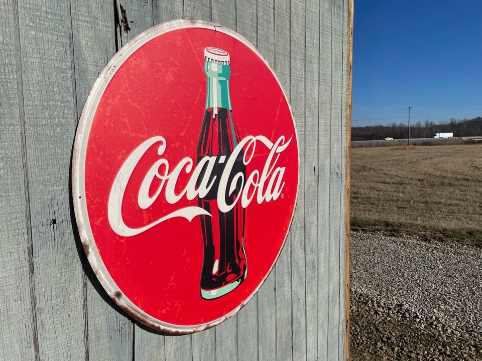 LARGE 36IN Classic Coke Glass Bottle Coca-Cola Antique Style METAL Hanging Sign - Image 3 of 4