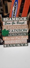 St. Patrick's Day Sayings Shamrock Wood Door Wall Hanging 10.5x11.75