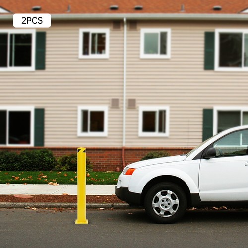 2x 48" Safety Bollard Post Yellow Steel Safety Barrier for Entrance, Parking Lot - Picture 5 of 21
