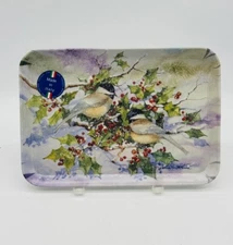 Keller Charles Melamine Tray Birds Chickadee Winter 8 x 5 Trinket Italy