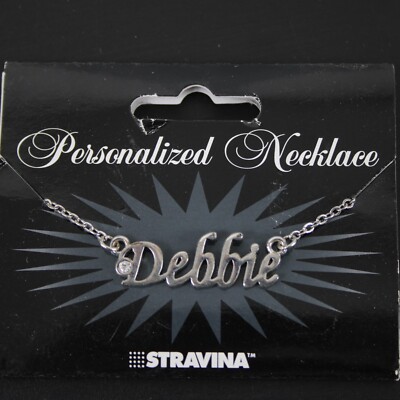DEBBIE Name Silvertone Rhinestone 14.5'' w 4.5'' Multi Ring Ext Necklace