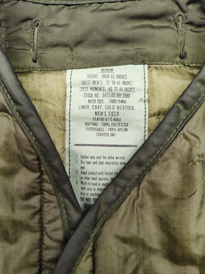 Cold War US Military Liner Coat Cold Weather Size Medium | eBay