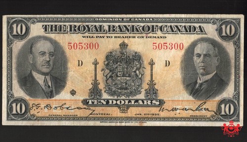 1935 The Royal Bank Of Canada 10$ 505300 - VF - 630-18-04a - Foto 1 di 2
