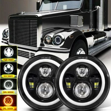 For Freightliner Coronado 01-16 7''inch LED Headlights Round Hi/Lo Beam Halo DRL
