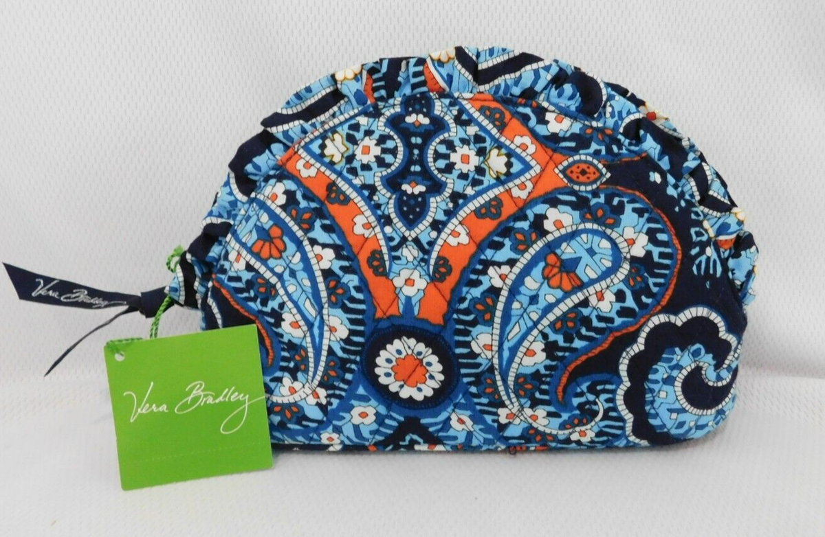 VERA BRADLEY Small Ruffle Cosmetic Case - Marrakesh Navy Blue