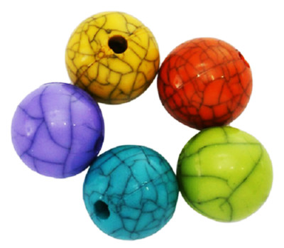 Faux Marble Round Acrylic Beads Assorted Colors 100 pcs