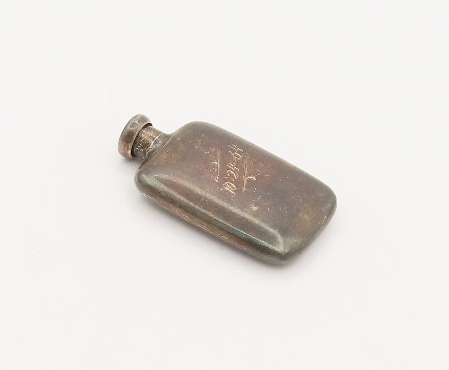 925 Silver Vintage Rectangular Etched Calligraphe… - image 2