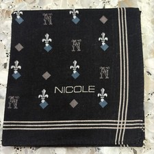 MAN HANDKERCHIEF GEOMETRICS BLACK CLASSIC VTG COTTON POCKET ART SQUARE 19 M238