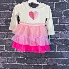 Cat  Jack 18 Month Dress Pink White Glitter Heart Tulle Skirt Girls