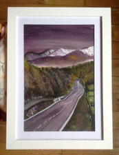 Framed original water colour of Road to Glencoe