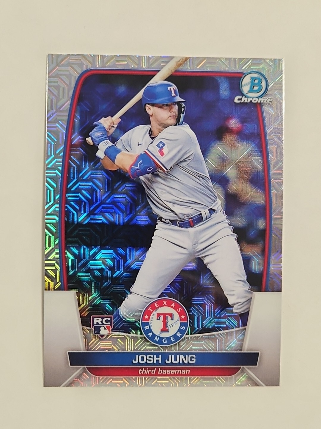 2023 Topps Bowman Chrome #43 Josh Jung RC Mega Box Mojo Refractor Rookie Card