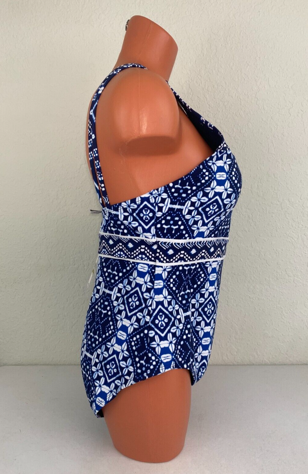 Tommy Bahama Womens Cowrie High Neck One Piece Swimsuit Navy Size 14 eBay