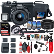 Canon EOS M100 Mirrorless Digital Camera with 15-45mm Lens (2209C011) + More