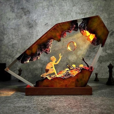 Gollum Ring Epoxidharz lampe Dunkler Dämon Königs ring Fantasy Welt Nachtlicht