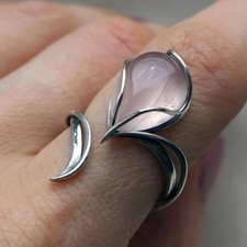 Pink Teardrop CZ Open Ring for Women – Vintage Style Jewelry