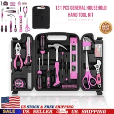 131 Pcs Household General Pink Tool sets for Women Tool Kit with Plastic Case US