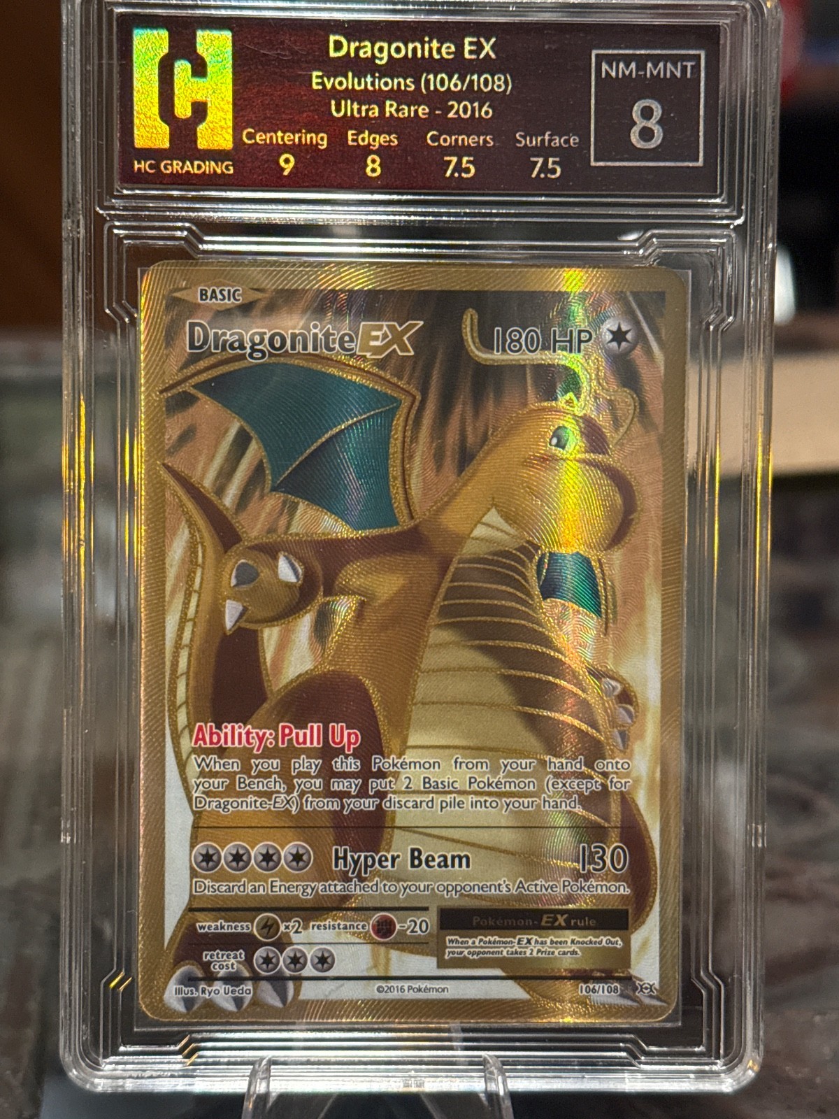 Dragonite EX 106/108 - Full Art Ultra Rare Gold XY Evolutions Pokemon TCG NM