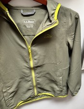 L.L.Bean Discovery Rain Jacket Size 10-12 Reflective Green, Lime Full Zipper Kid