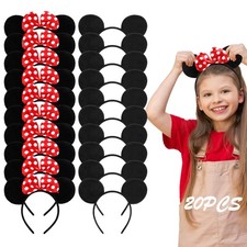 Lucky Will 20 Pack Mouse Ears Headband Classic 20 Count Pack of 1 , Black