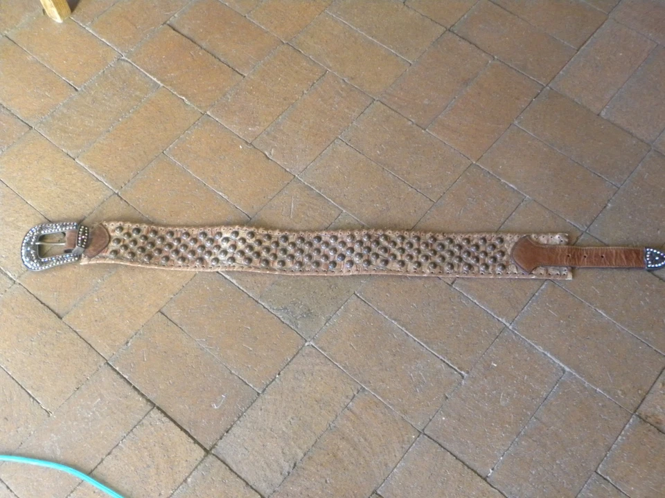 CINTURÓN CADERA KURTMEN MARRÓN 4" TACHUELAS ANCHAS CUERO XS 29" ~ 31" Foto 3 de 4