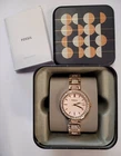 Fossil BQ3181 Women Watch 34mm Stainless Steel Gold Tone Band - New