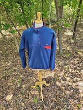 Patagonia Synchilla Men's Navy Maroon Trim T-Snap FLEECE Pullover Jacket Sz M