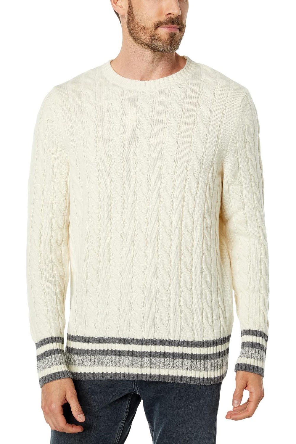 Мужской свитер вязаный из осиновой шерсти Benson средней кремовой вязки - 245 новозеландских долларов 13590₽