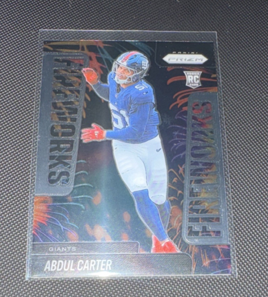 2025 Panini Prizm - Fireworks Abdul Carter #7 Silver Prizm (RC)