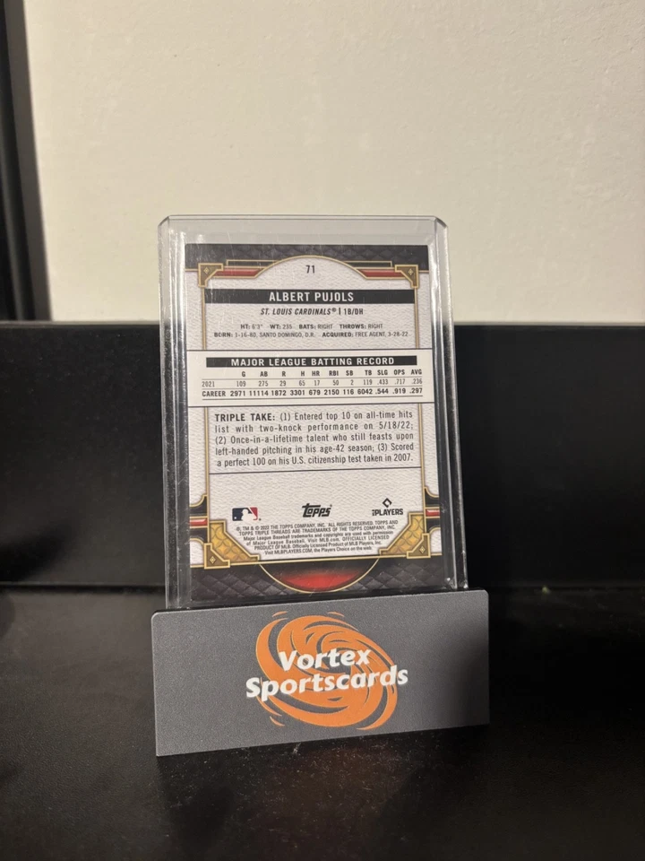 2022 Topps Triple Threads - Albert Pujols #71 Sapphire /25 - Image 2 of 2