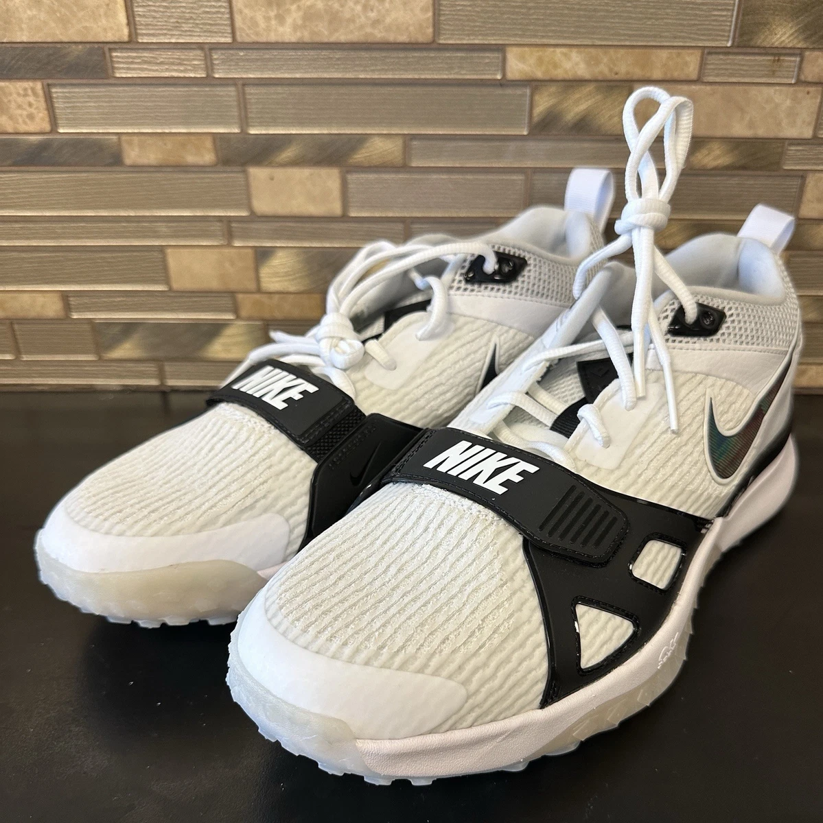 Nike Air Zoom Diamond Elite Turf White Iridescent - Black Outlined