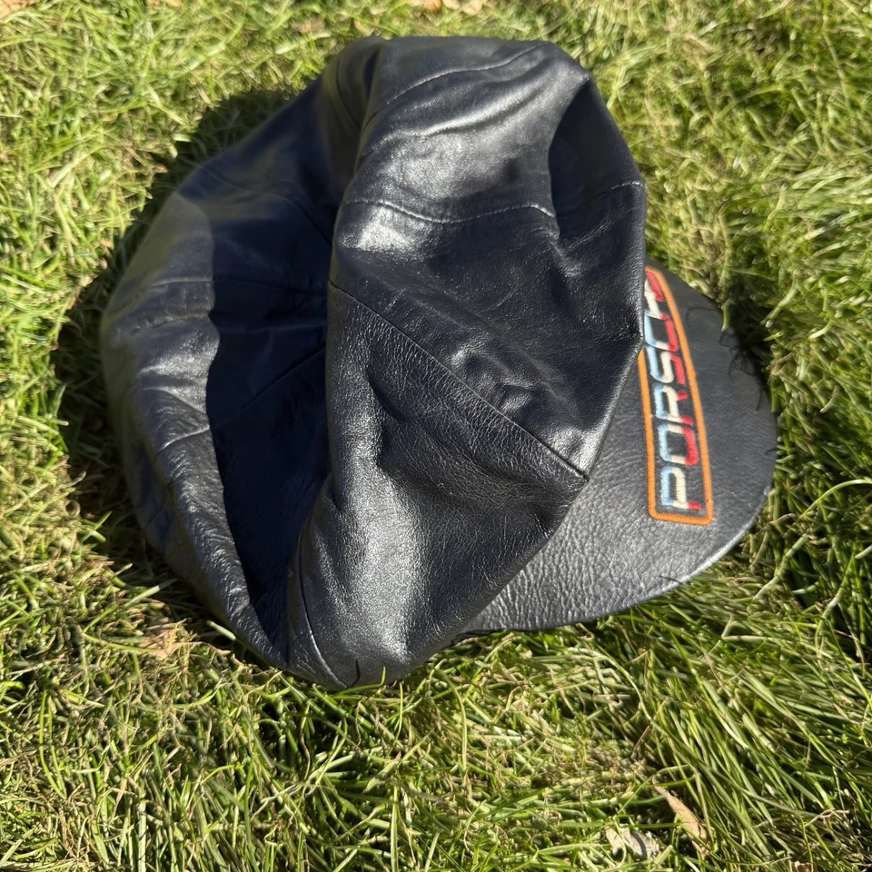 Vintage Porsche Leather Driver Cap Hat The Leather Works El Cajon CA Size L USA - Image 2 of 4