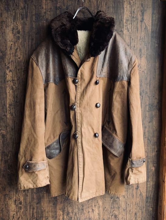 【NAISSANCE】 MOUTON COLLAR MILITARY COAT Vintage Rare Military Soviet Fur Coat Natural Sheepskin Officers