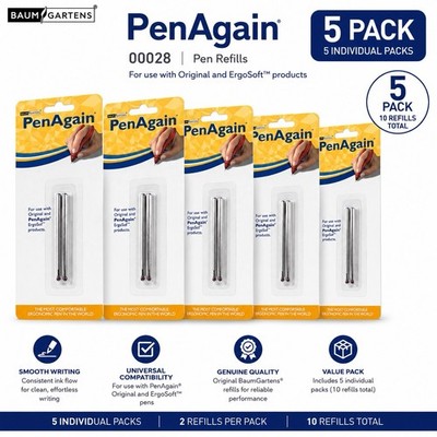 BaumGartens - PenAgain 00028 - Medium, 1.00 mm - Black Ink - Pack of 5 Units