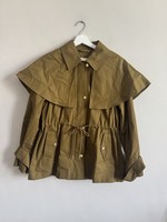 M&S Khaki Green Cape Detail Parka Utility Jacket Trench Coat Size S 8-10 BNWT