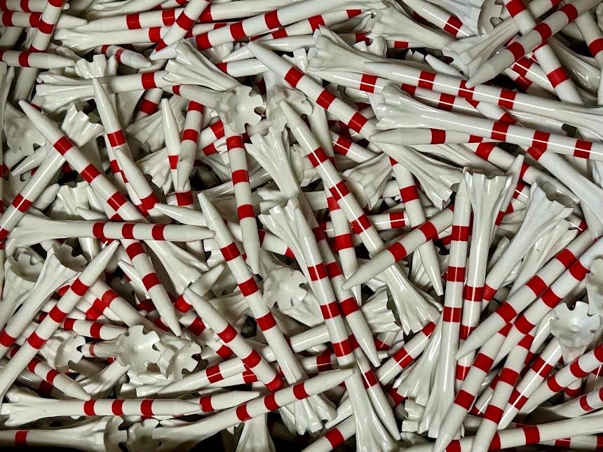 Champ Zarma FLYtee MyHite  2.75" White Red Golf Tees  Bulk 100 &ndash; Durable 6 Prong