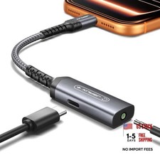 USB C Headphone Adapter and Charger, 2-in-1 Type to 3.5mm Audio with PD Grey
