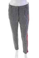 AMT Womens Zipper Fly Mid Rise Glen Plaid Trouser Pants Gray Red Size Medium