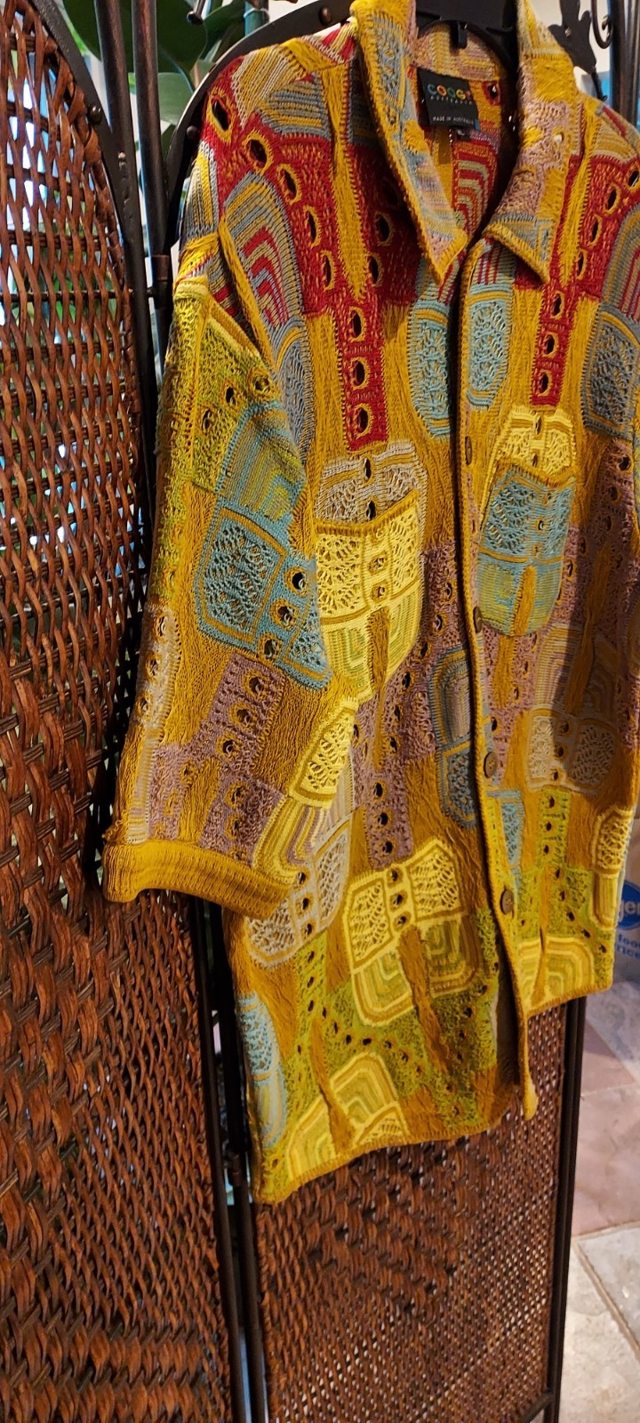 COOGI Authentic Mustard Multicolor Button Down Sw… - image 6