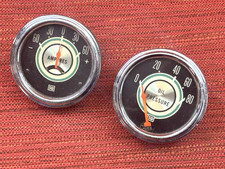 Vintage 1960s Stewart Warner Green Line Gauges Oil Pressure Amp. Hot Rat Rod