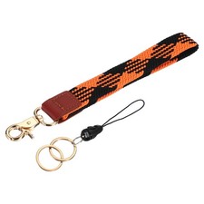 Portachiavi Braccialetto 7.6" con Doppi Anelli Arancione e Nero