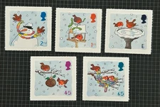 QE GB Sg2238-42 2001 Christmas S/AD Stamp Set Unmounted Mint