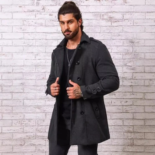 Autumn And Winter Jacket Fashionable Solid Color Woolen - product listing photo