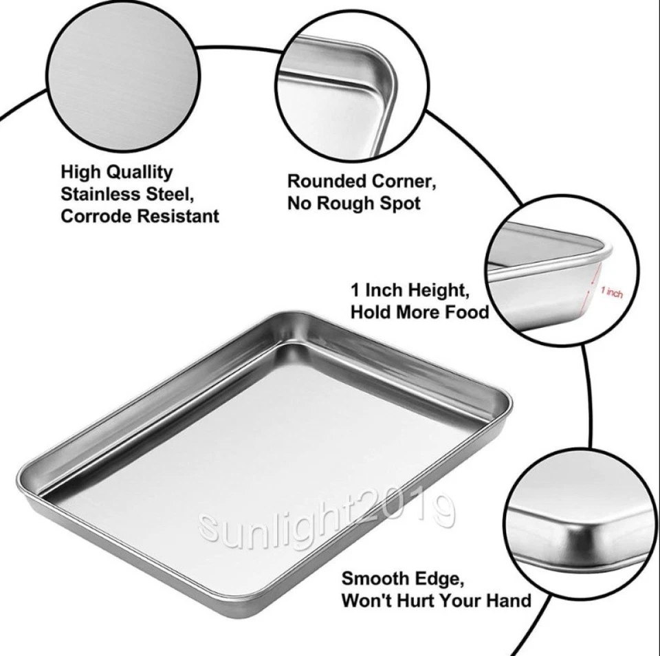 Backblech, Edelstahl Groß Auflaufform Ofenblech 4Er Set, Rechteckig Backform Kuc - Bild 4 von 4